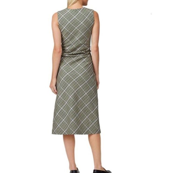 Brogger Audrey Plaid Ruched Midi Dress L - Picture 2 of 8